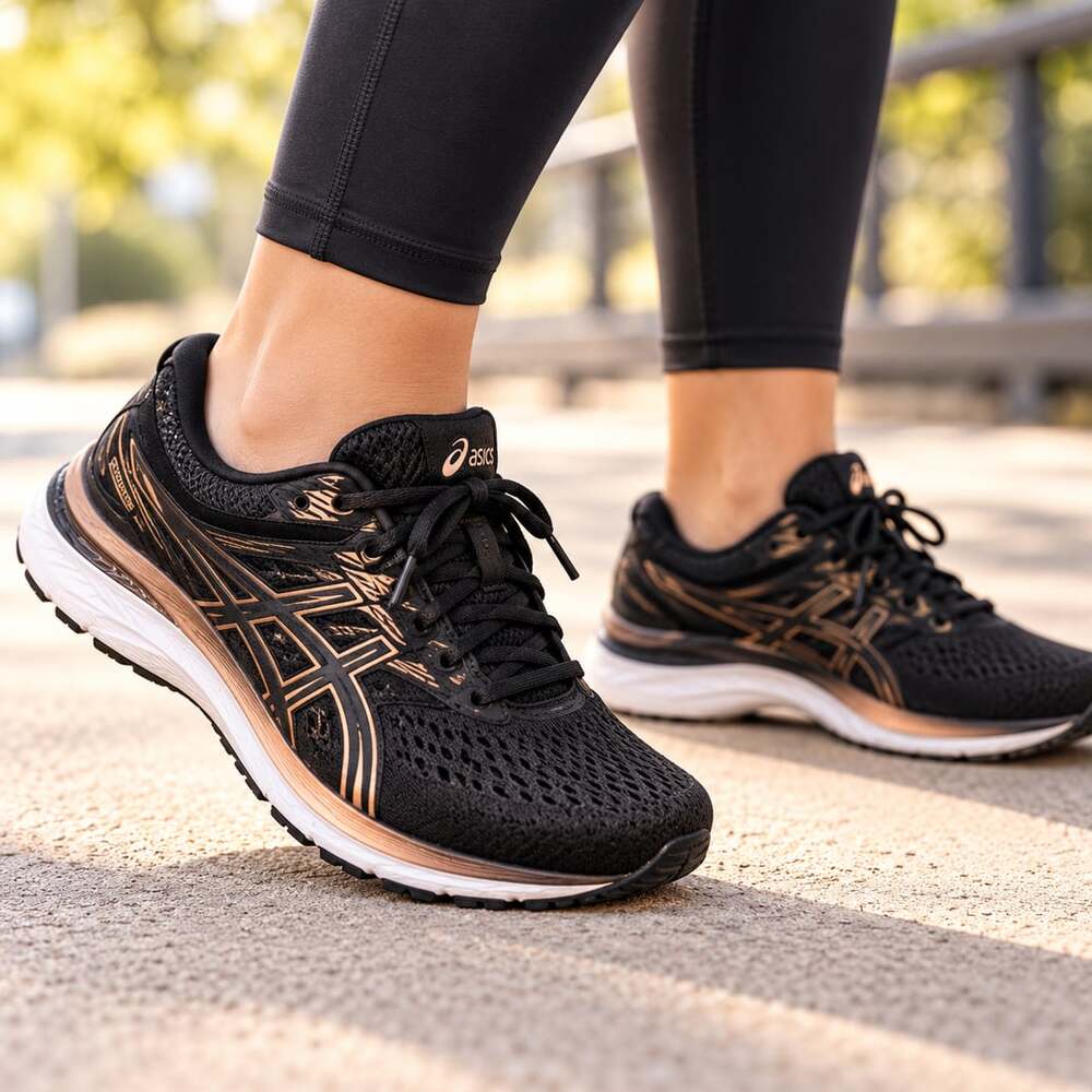 Asics Gel-Excite 7 Black Rose Gold Running Shoes Sneakers